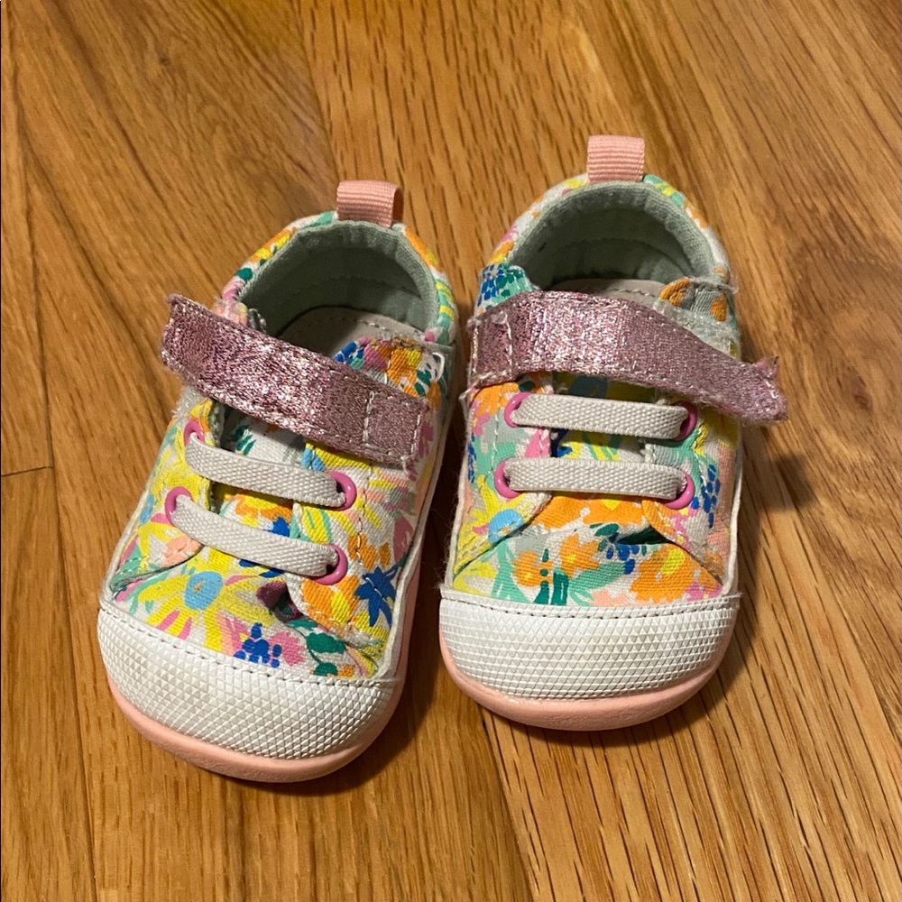 Infant girls See Kai Run first walkers pink floral